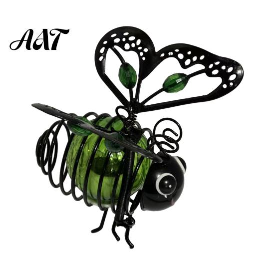 Verspielte Bienen Gartenaccessoires Solarbetriebene Hängeleuchten, Metall Wackel-Feder-Dekorationen, Langlebige Outdoor-Dekorationen IP65 Wasserdichte Lichterketten für