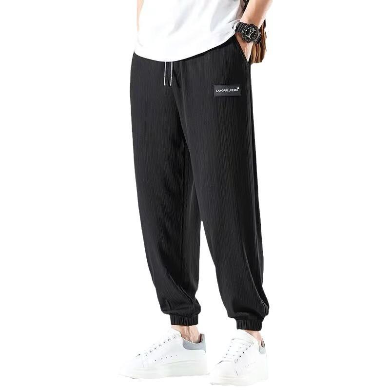 Shirts and Less Clothing, Ice Silk Pants, Men's Summer Thin Drape Leggings, Casual Trousers, Loose Trend Elastic Sweatpants