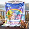 Care Bears Flannel Blanket, Personalized Custom Name Text, Soft Warm Plush Throw Blanket For Gift