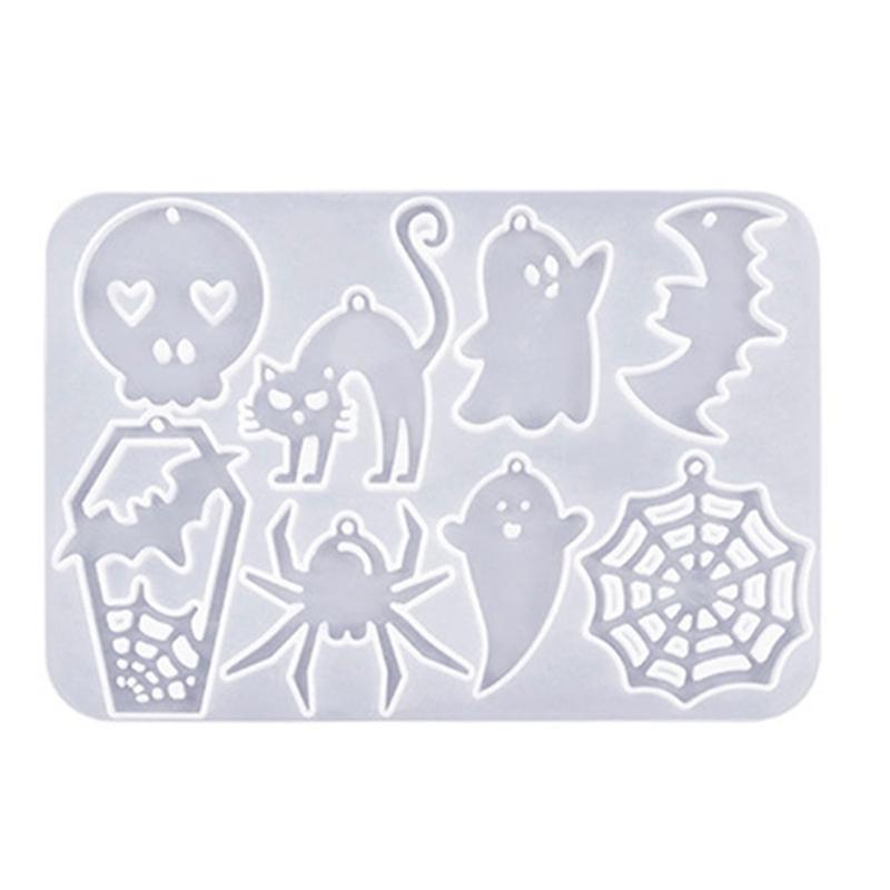 Halloween Pendant Silicone Mold Personalized Skull Pumpkin Earrings Pendants Resin Molds with Hair Clips Accessory DIY