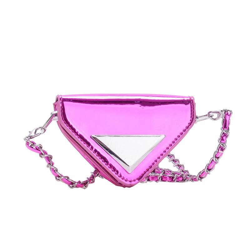 

Fashionable Kids Mini Shoulder Bag In Metallic Colors With Chain Detail For Daily Use маджента
