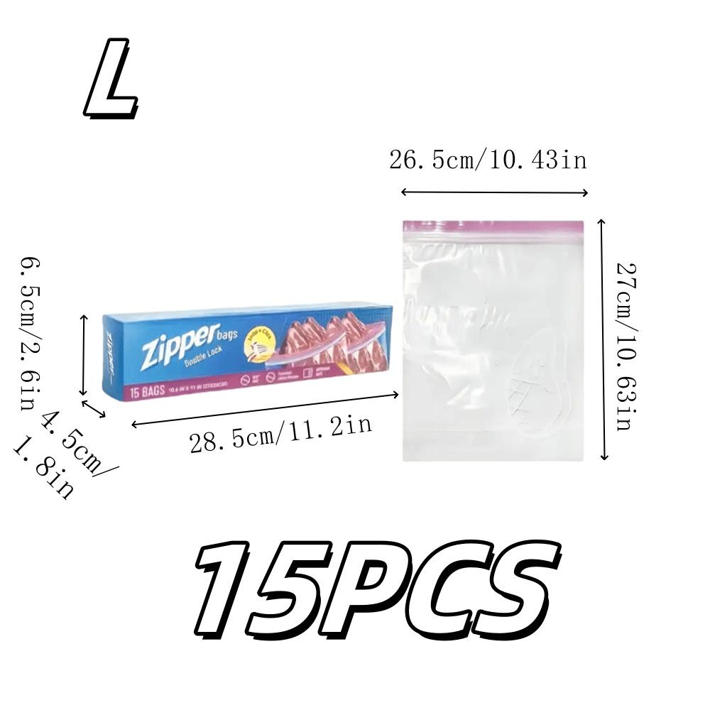 15/20/30pcs L/M/S Clear Storage Bag Snack And Sandwich Bags Ealed Vegetable Food Preservation Freezer Camping Kitchen Accessory
