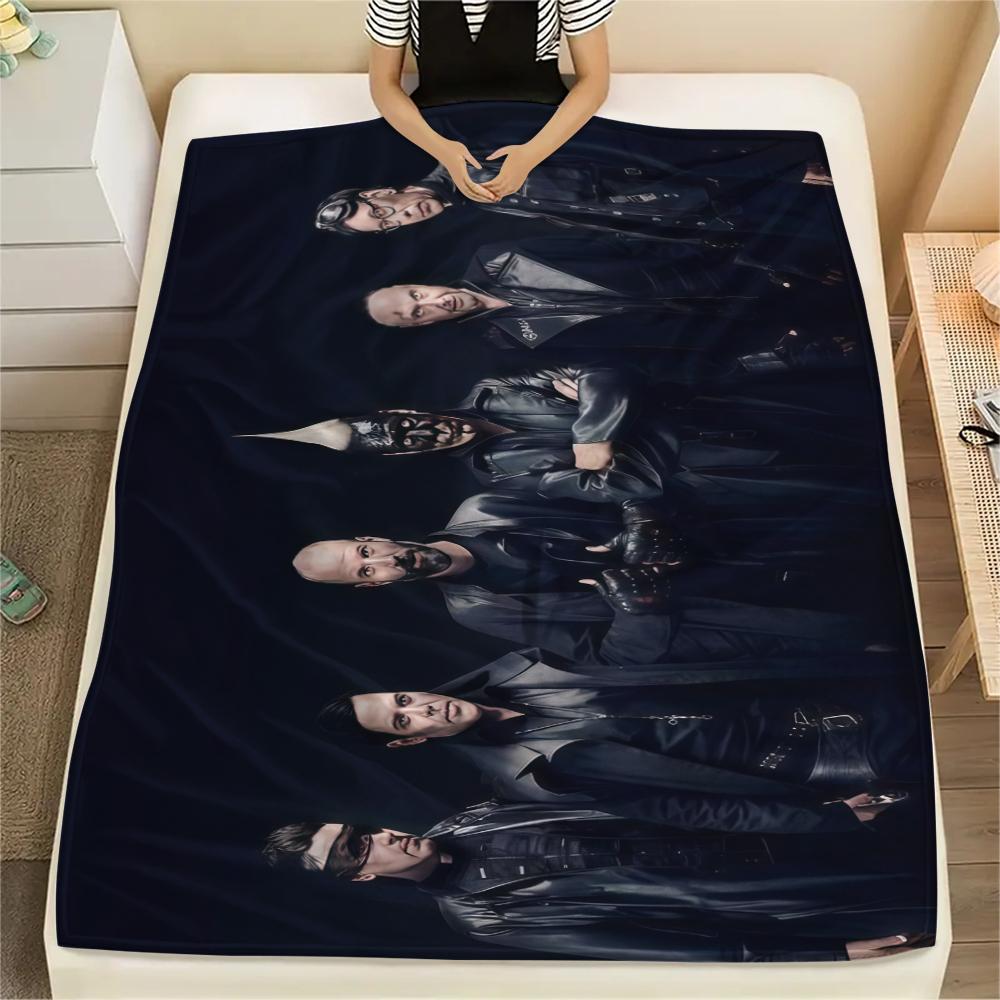 1PC Rammstein Band Print Flannel Blanket, High Quality All Seasons, Home Decor, Warmth and Comfort, Perfect for Christmas Gifts