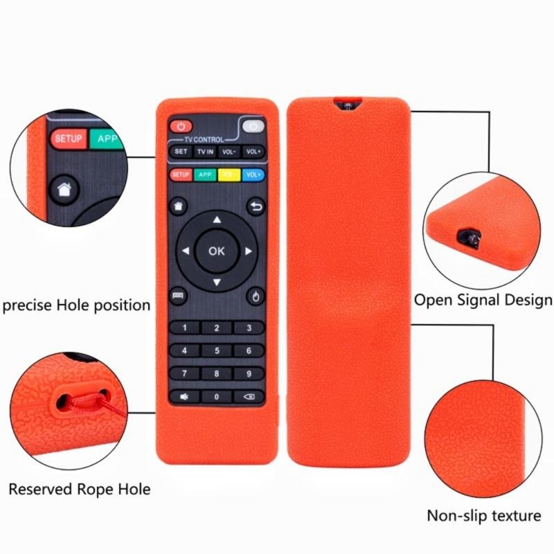 Silicone Cover for DOMYBOX DB52C7 Remote, Textured Grip Sleeve with Wrist Lanyard and Button Window for Home Use