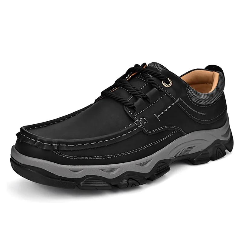 Fashion Outdoor Mens Hiking Shoes Fashion Soft Classic Large Size 39-50 Comfort Non-slip Walking Shoes Genuine Leather Casual Loafers