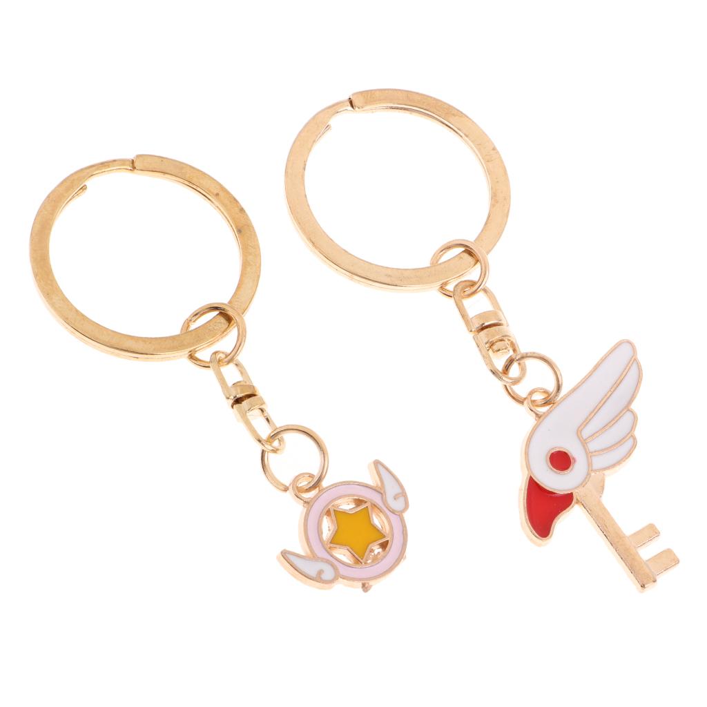 2pcs Womens Bag Purse Pendant Keyring Metal Keychain Car Key Hanger - Brids, as described