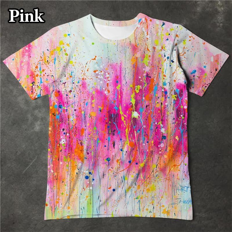 Interesting T-shirts, 3D Splashed Ink Print for Men and Women, Personalized Short Sleeved Tops