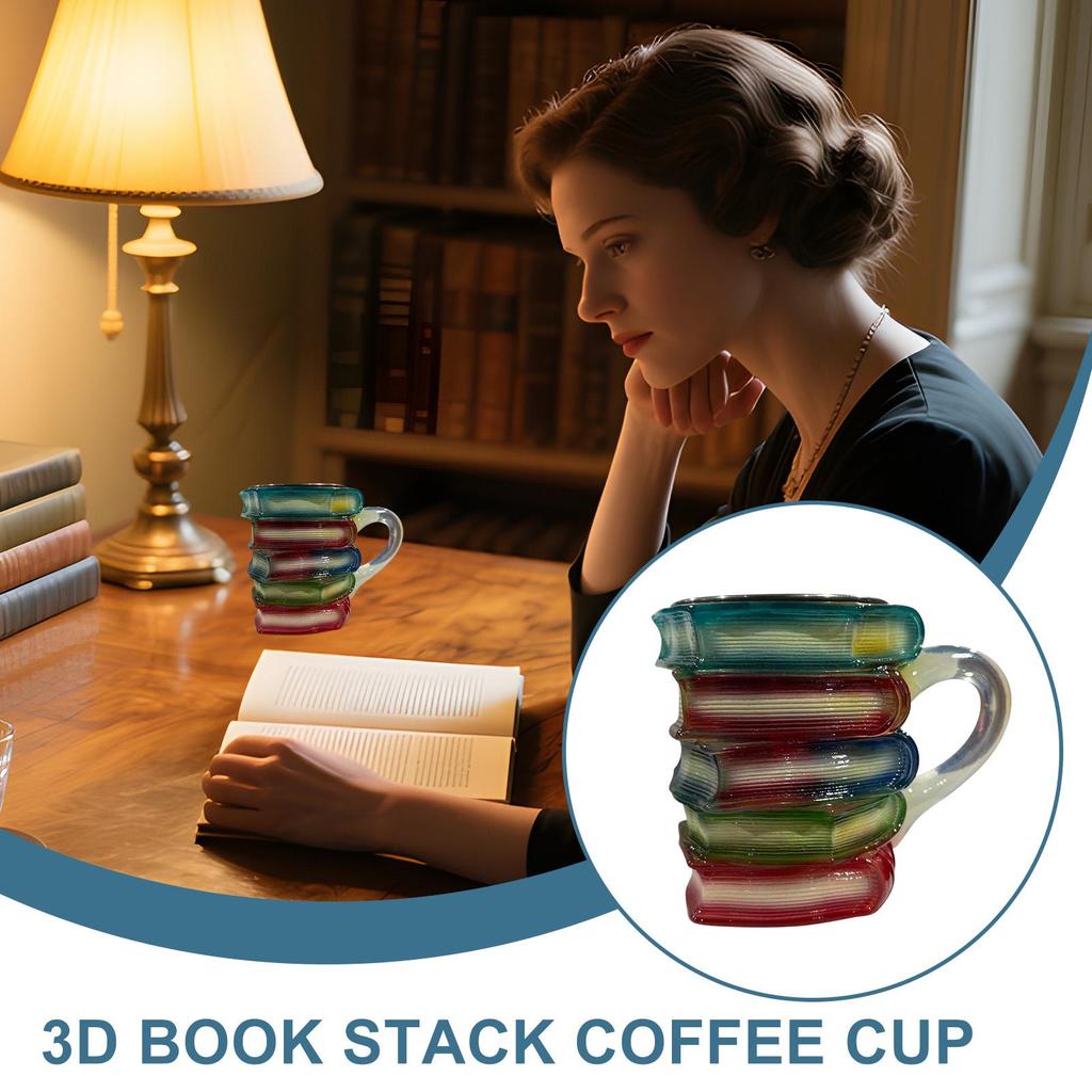 Novelty Coffee Cup Vintage 3D Painted Book Design Glass Water Drinking Cups Kitchen Accessory Ergonomic Handle Drinkware Mugs