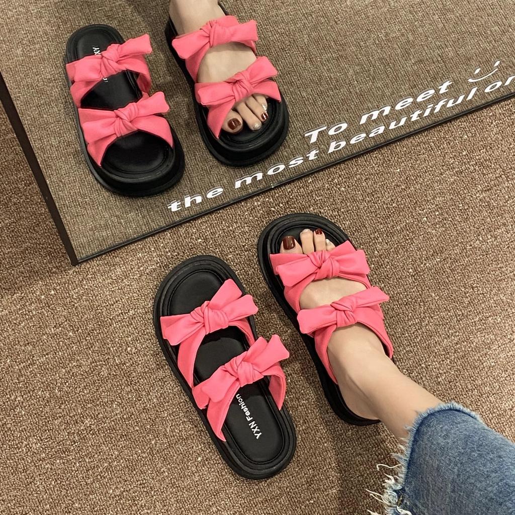 Thick-soled Cool Slippers Women's Summer Wear Exquisite and Beautiful Bow Sandals New Fashion Beach