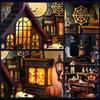 CRESYMME Miniature House Dollhouse Book Nook Kit Wooden DIY 3D Craft Halloween Castle Design