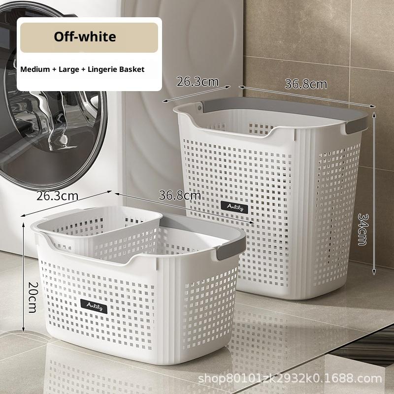 Large Plastic Laundry Basket Storage Bin,Hollow Out Dirty Clothes Basket,Dormitory And Bathroom Portable Storage Basket