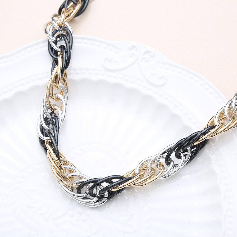 European and American Fashion Single-layer Handmade Necklace Mixed Color Aluminum Chain Geometric Clavicle