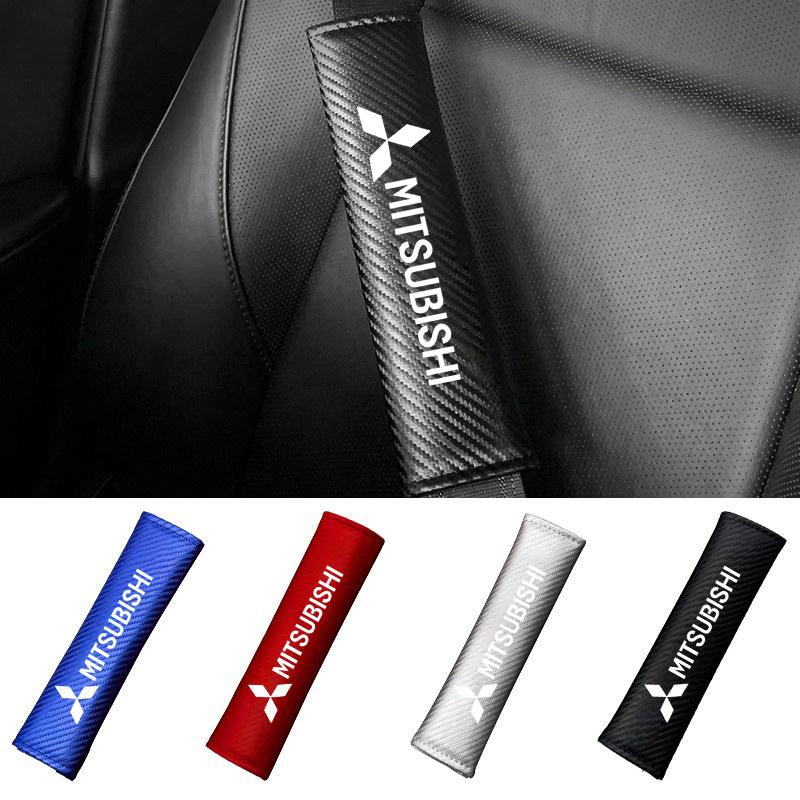 cxpzhg1 2pcs/set Carbon Car Styling Seat Belt Pad Seat belt Cover Car Accessories For Mitsubishi lancer asx outlander pajero l200 galant