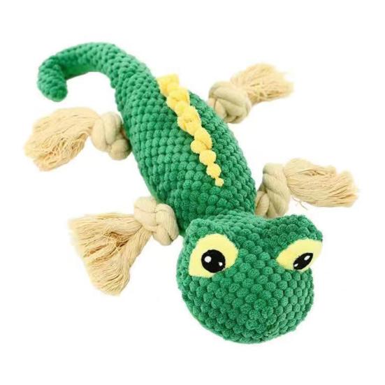 

Yousheng Pet Toy Knitted Cartoon Lizard Shape Bite-resistant Indestructible Stress Relief Sound Making Squeaky Relieve Boredom Soft Elastic Teeth зелёный