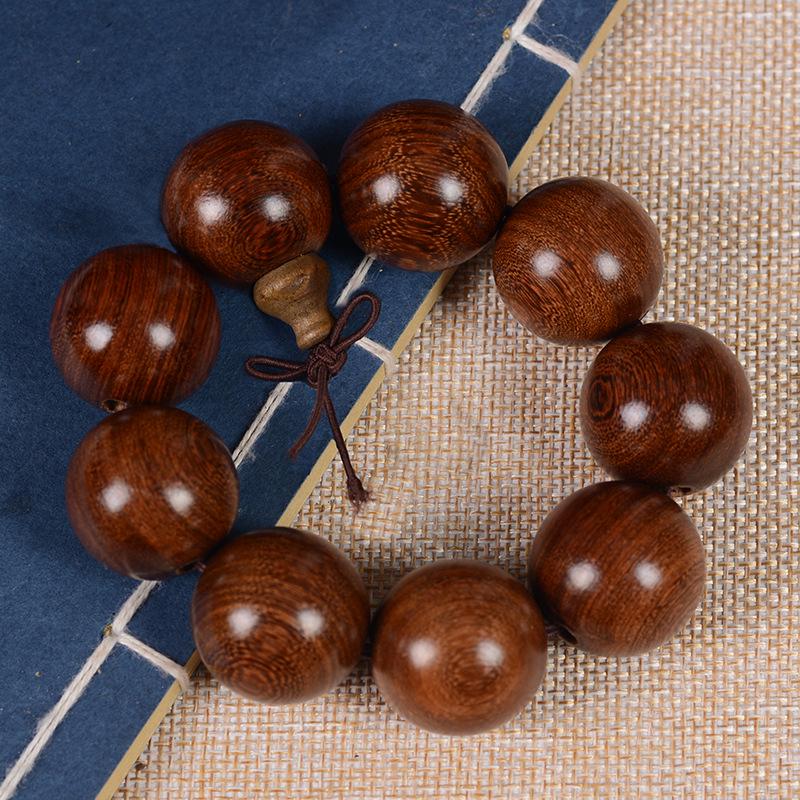 Golden Sandalwood 2.0 Bead Bracelet: Wooden Prayer Jewelry for Men, Women, Couples.