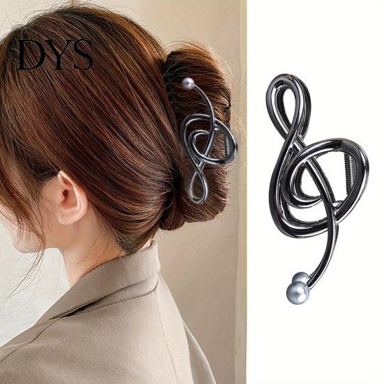 Unique Hair Clip Claw Musical Note Shape Faux Pearl Wedding Back Head Shower Decorative Accessory