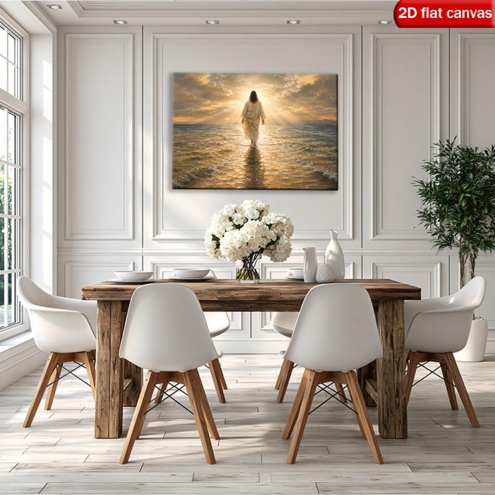 Leinwand Wandkunst Christus geht auf dem Wasser Moderne Neutrale Bürodekoration Schlafzimmerdekoration Kirchendekoration Kunstwerk Wanddekoration Religiöses Geschenk