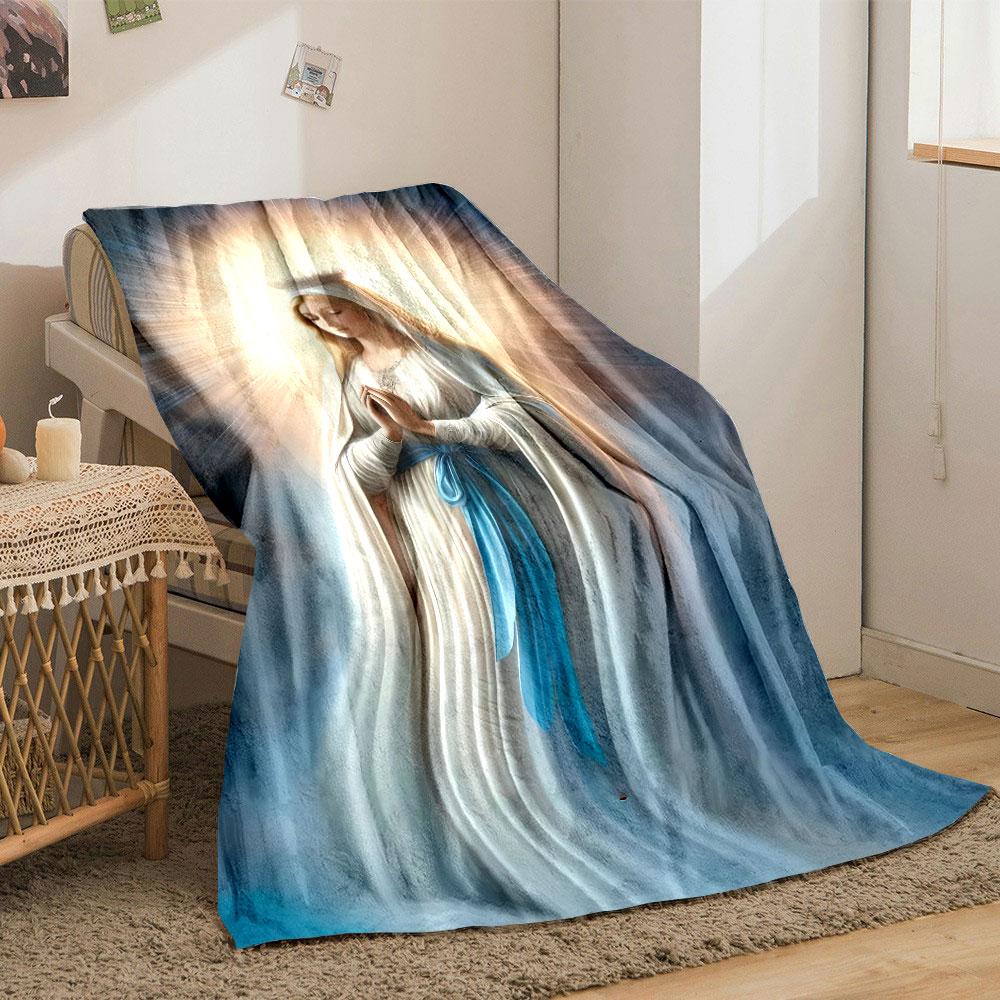 Blessed Virgin Mary Prayer Blanket  Printed Blanket for Living Room Bed Couch lunch break Soft Cozy Blanket for Friend's festival Gift