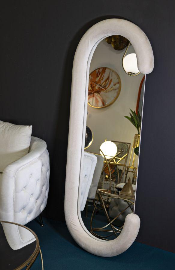 Wall Mirror Chantal  Cream Velvet Cm 60X7X160