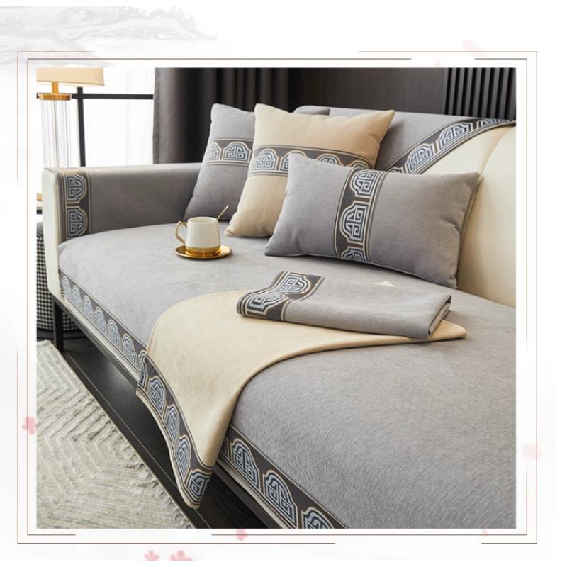 Embroidery Non-slip Sofa Towel Pillowcase Decore Home L-shaped Sofas Cushion Four Season Universal Sofa Cover Home