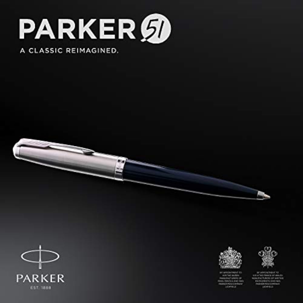 PARKER Parker Ballpoint Pen 51 Midnight Blue CT Medium, Permanent Imported in Gift Box 2123505Z