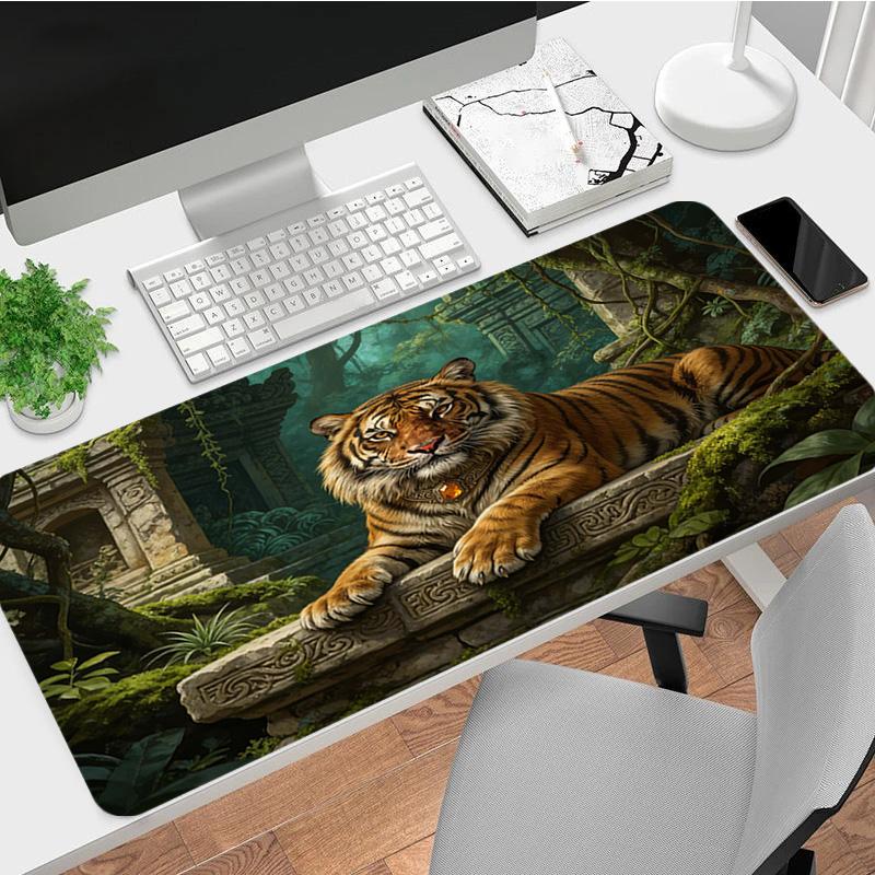 Tiger Temple Xl Gaming Mouse Pad Nonslip Rubber Base Stitched Edge Waterproof Desk Mat For Pc Laptop Gamer Office Computer Accessories C927645