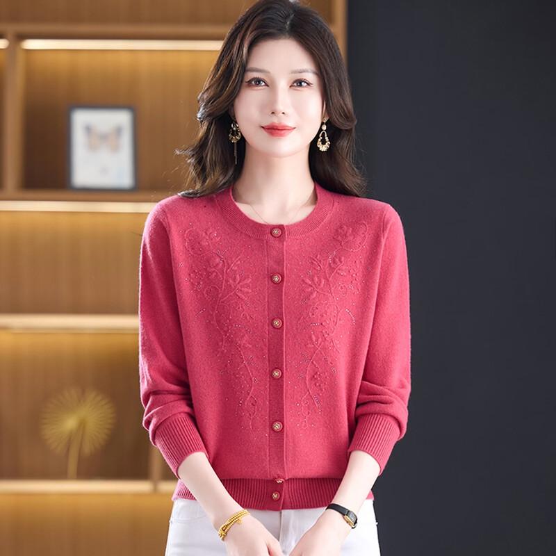 Datang Lady Mature Women's Jacquard Knitted Cardigan