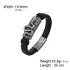 Dawapara Punk Reptiel Dier Slang Armband voor Mannen 20cm Zwart Leer Gevlochten Polsband Roestvrij Staal Sieraden