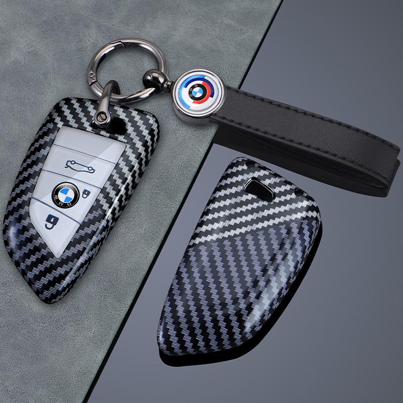 IVZR8 Carbon Fiber Car Key Case Cover Shell Fob For BMW X1 X3 X5 X6 G20 G30 G01 G02 G05 F15 F16 G11 F48 1 3 5 6 7 8 Series Accessories