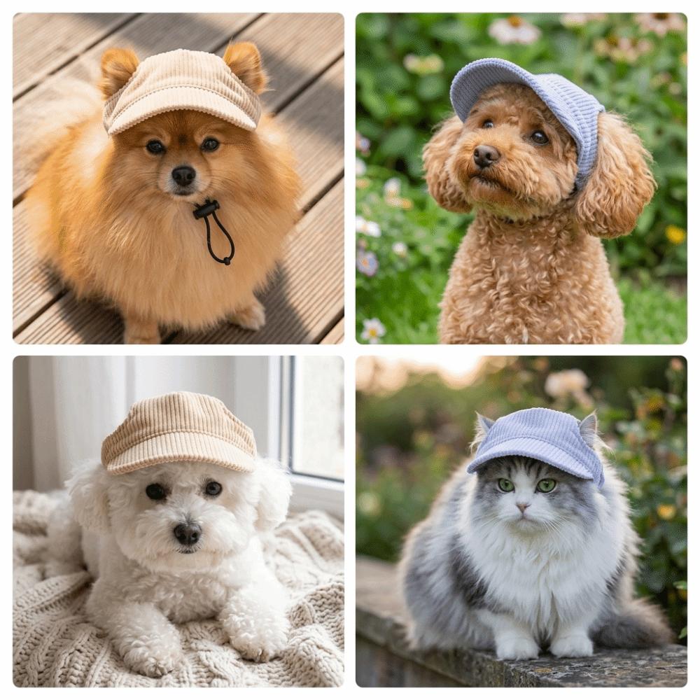 Morbido Tessuto a Coste Cappello da Sole per Animali Domestici Taglio Aperto per le Orecchie Cappello con Ritaglio per Orecchie Corgi Parasole Estivo