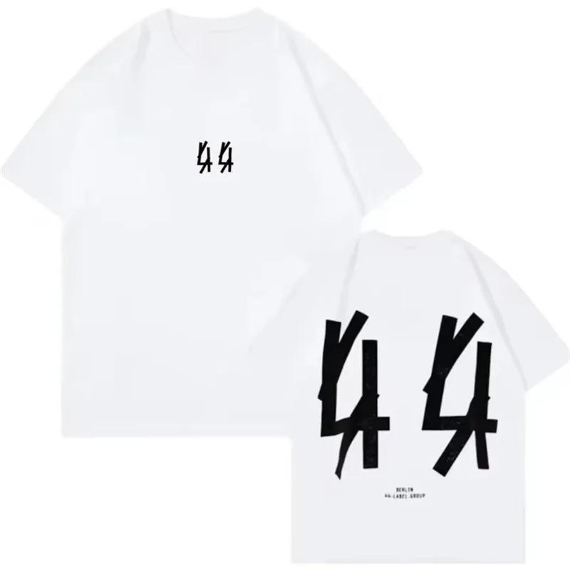 Stylisches Schwarzes Oversized Baumwoll-T-Shirt von 44 Label Group mit Roter 44 und Doping Kontrolle Aufdruck T-Shirt