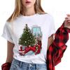 Fashion Cartoon Christmas Tree Graphic Women T-Shirts Summer Short Sleeve O-Neck Female Tops Streetwear Y2K Clothing