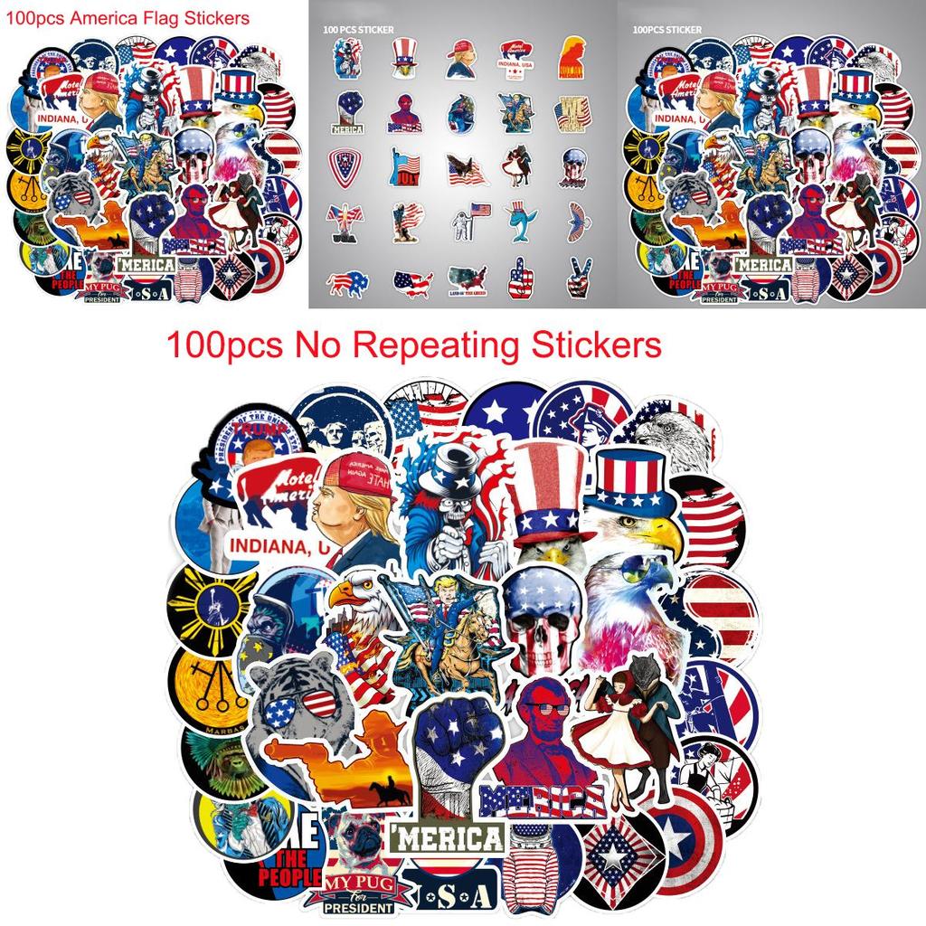 100 Stück Amerika USA Flagge Trump Aufkleber Laptop Fahrrad Autos Wasserdicht Skateboard