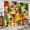 2pcs Medieval Abstract Cat Kitchen Curtains Tiers Funny Cute Animal Bohemian Leaves Modern Minimalist Art Office Cafe LivingRoom