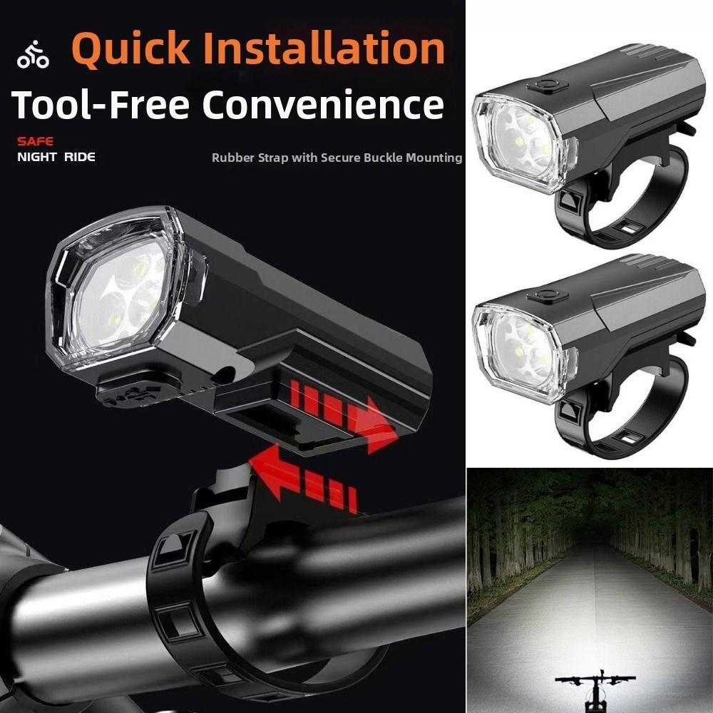 3 LED Super Bright Bicycle Light Typy-C Charging Bike Flashlight  for Night Riding