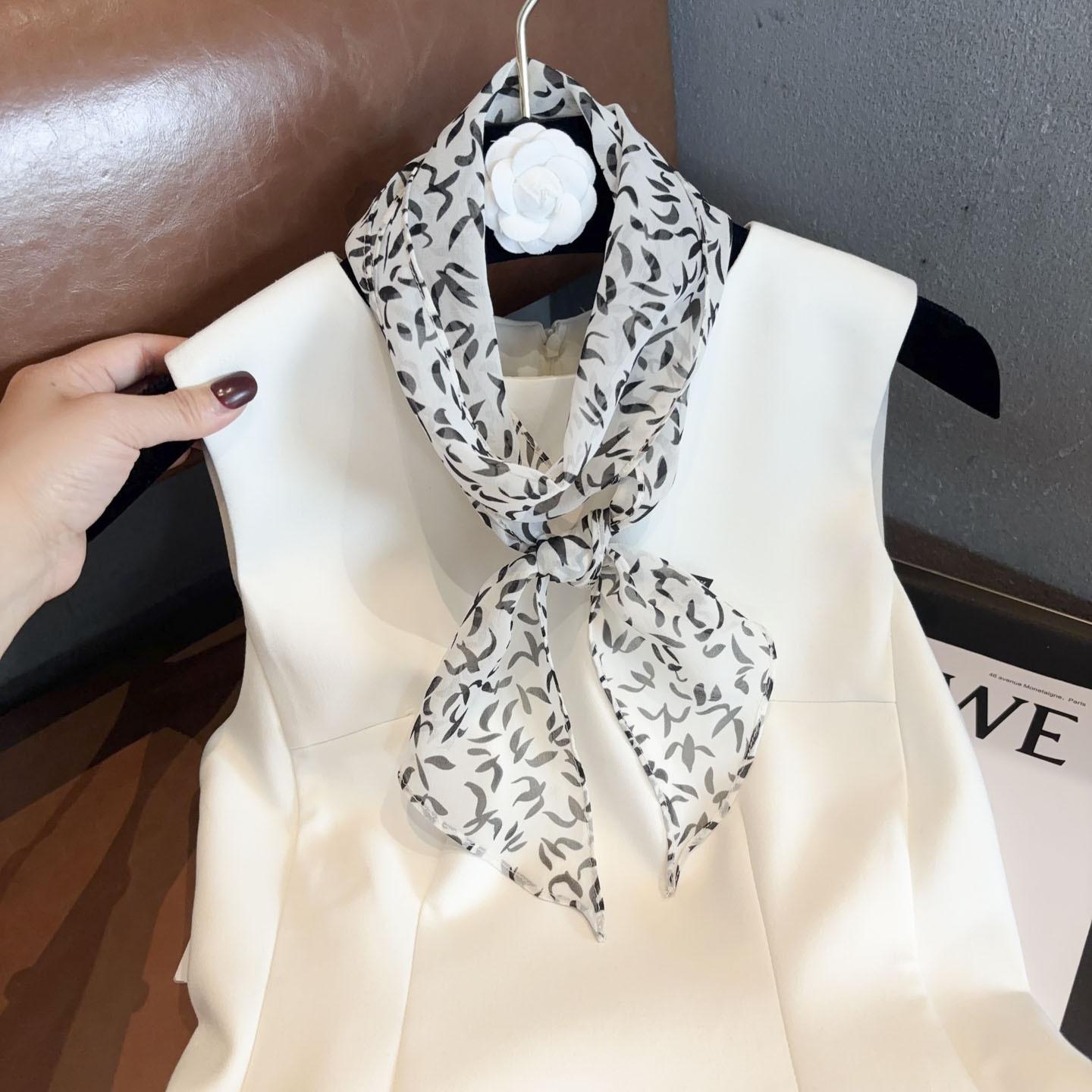 ins temperament silk georgette silk scarf women s summer thin neck silk scarf high-end silk streamer 150