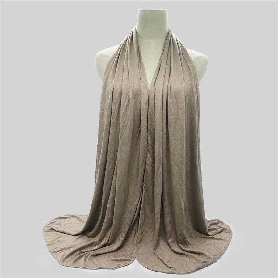 Jersey Hijab Scarf Women Winter Warm Plain Solid Elasticity Cotton Shawls And Wraps Large Size Headband Muslim Hijab Scarves