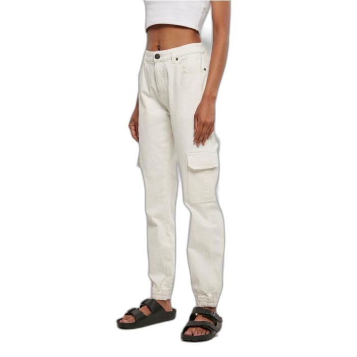 Pantalon cargo femme Urban Classics Organic Stretch Denim - blanc cassé - 28