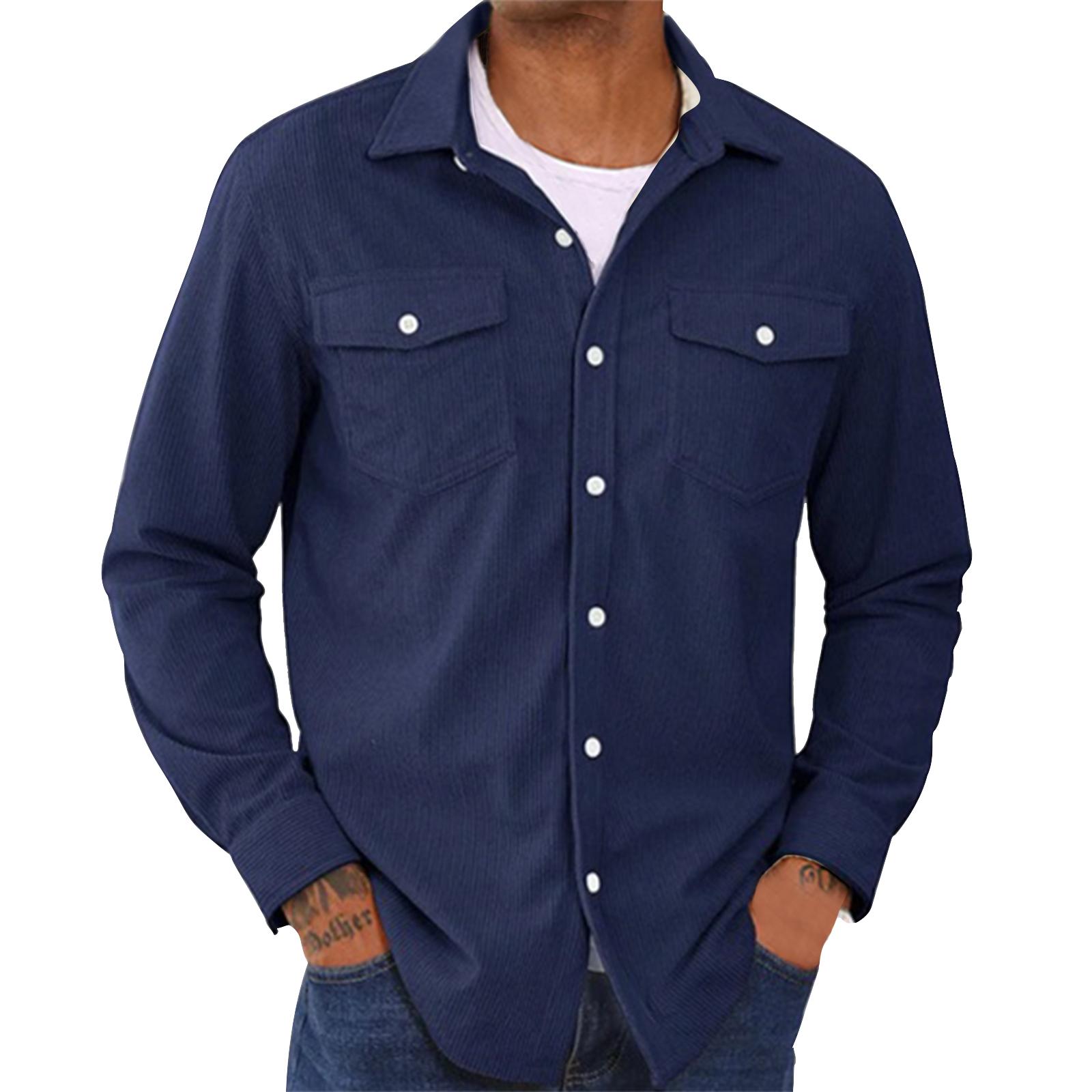 Men s Zipper Stand Up Collar Casual Cardigan Jacket L тёмно-синий