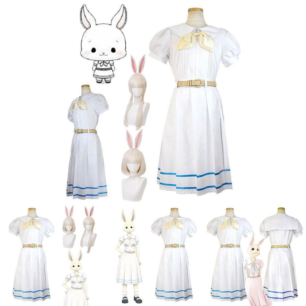 Anime Beastars Haru Cosplay Costume White Rabbit Fancy School Uniform Wig Suit