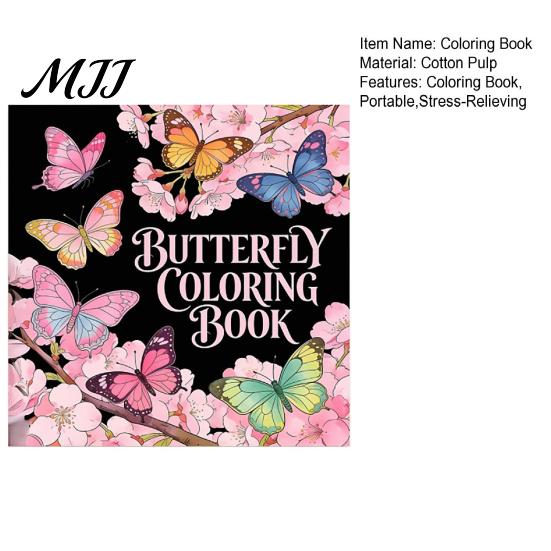 Stationery Gifts for Teens Butterfly Coloring Book Adults And Kids, Compact Size with Artistic Stress Relief Tools Thick Cotton Pulp Paper,