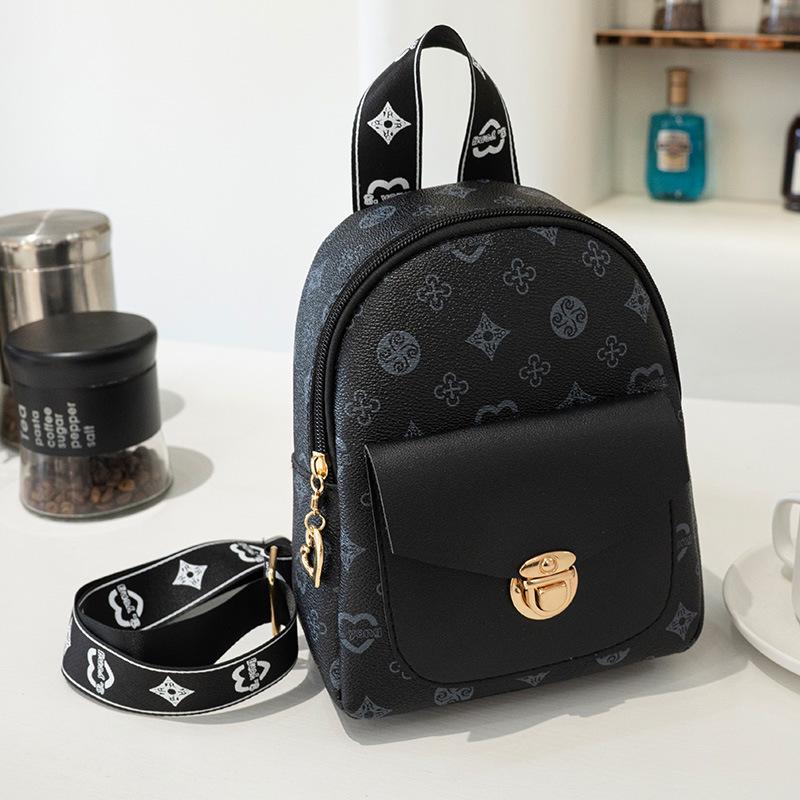 

2024 Летний Женский Мини Классический Модный Рюкзак с Принтом чёрный