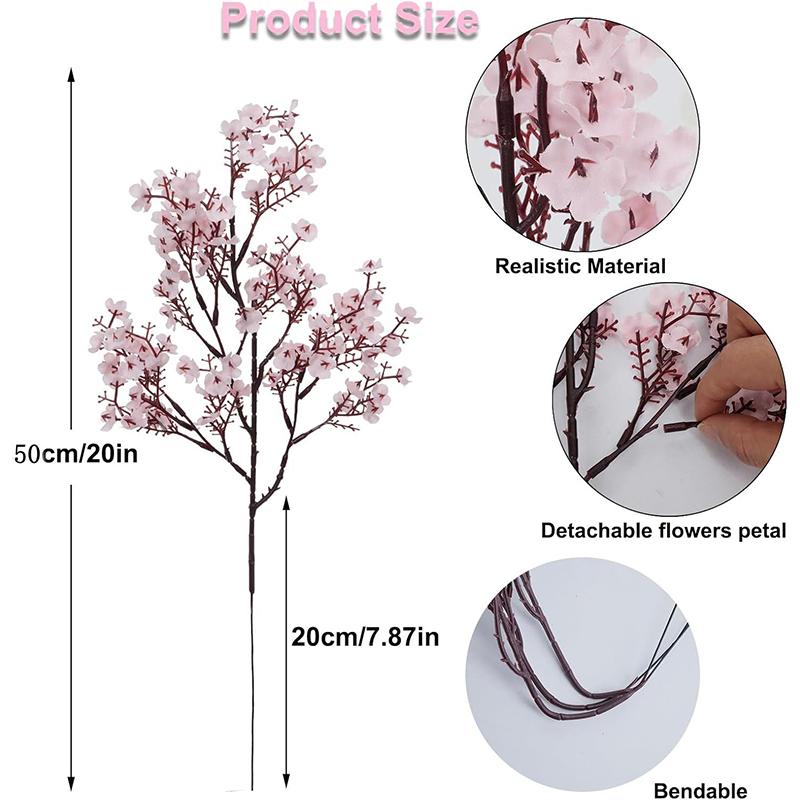 50CM Künstliche Kirschblüten Blume Falsche Seidenpflanze Dekoration Hochzeitsfeier Dekoration Bouquet Echte Haptik DIY Zuhause Garten