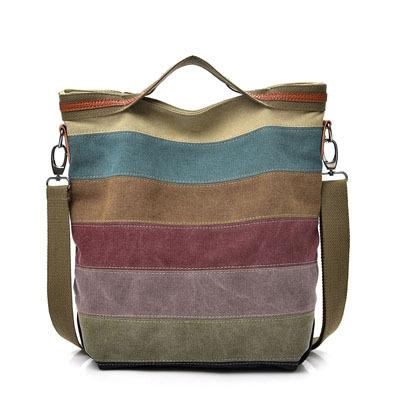 

Casual women s bag simple literary canvas portable shoulder messenger bag large capacity multi-compartment splicing canvas bag FB