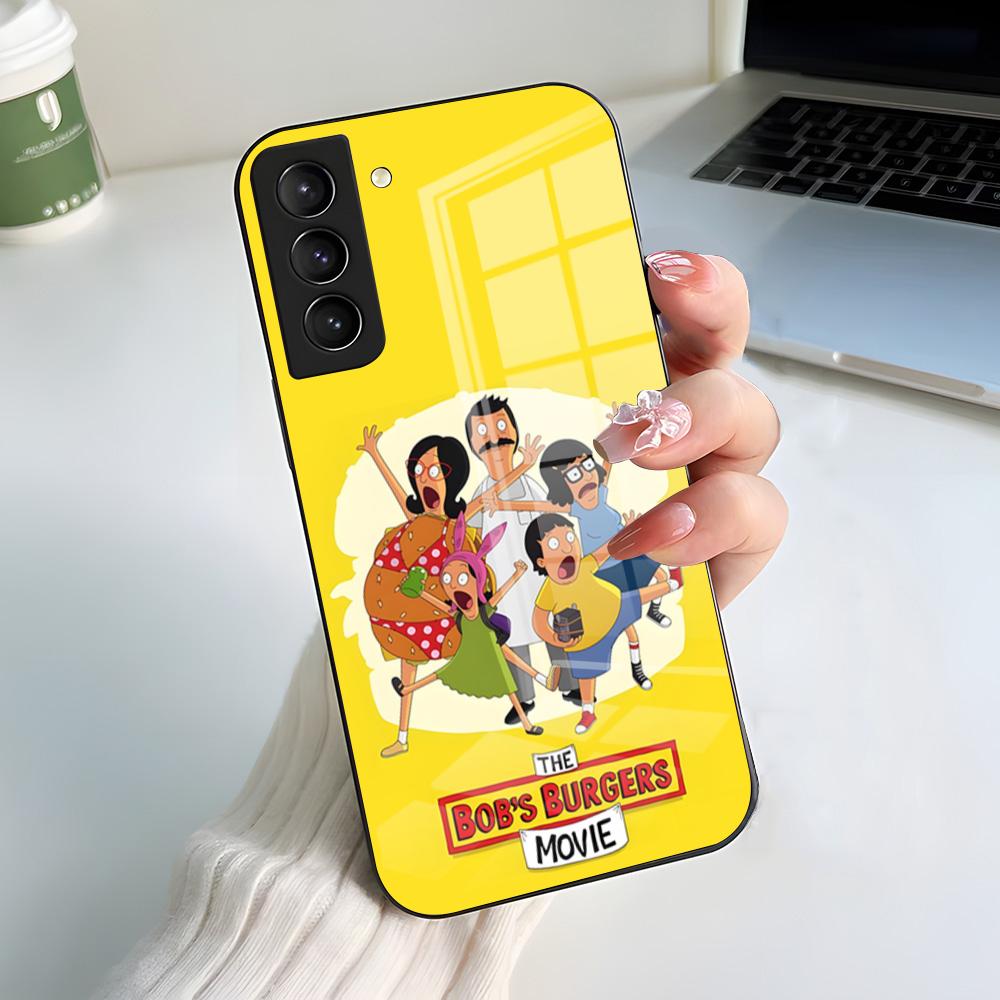 Coque de téléphone B-Bobs B-Burgers Pour Samsung S26 S25 S24 FE S23 S22 S21 Plus S20 Ultra Note20Ultra Couvercle en Verre Noir