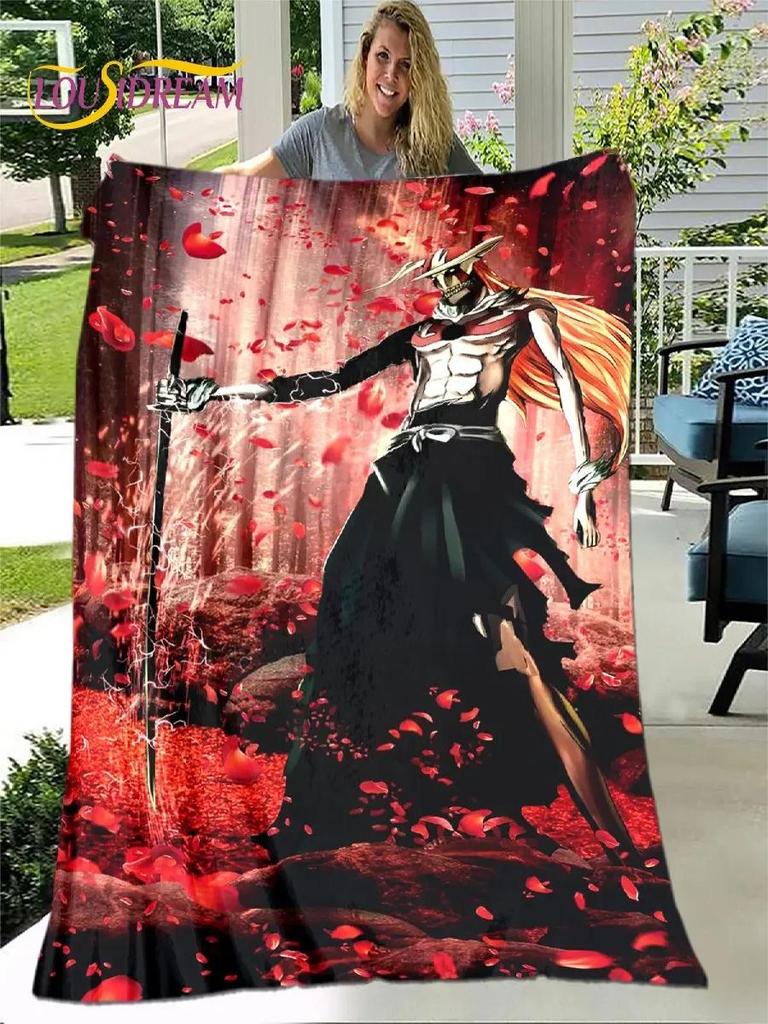 Bleach Anime Cartoon Plush Flannel Throw Blanket for Living Room Bedroom Bed Sofa Picnic Cover Kids Soft Cozy Warm