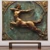 Bronze Angel Statue with Wings and Wheat Wall Art 2D Printing Cloth Spiritual Decor Mythical Figure Home Gallery Tapestry