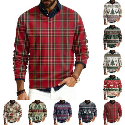 Men's V-neck Long-sleeved Ribbed Knit Pullover