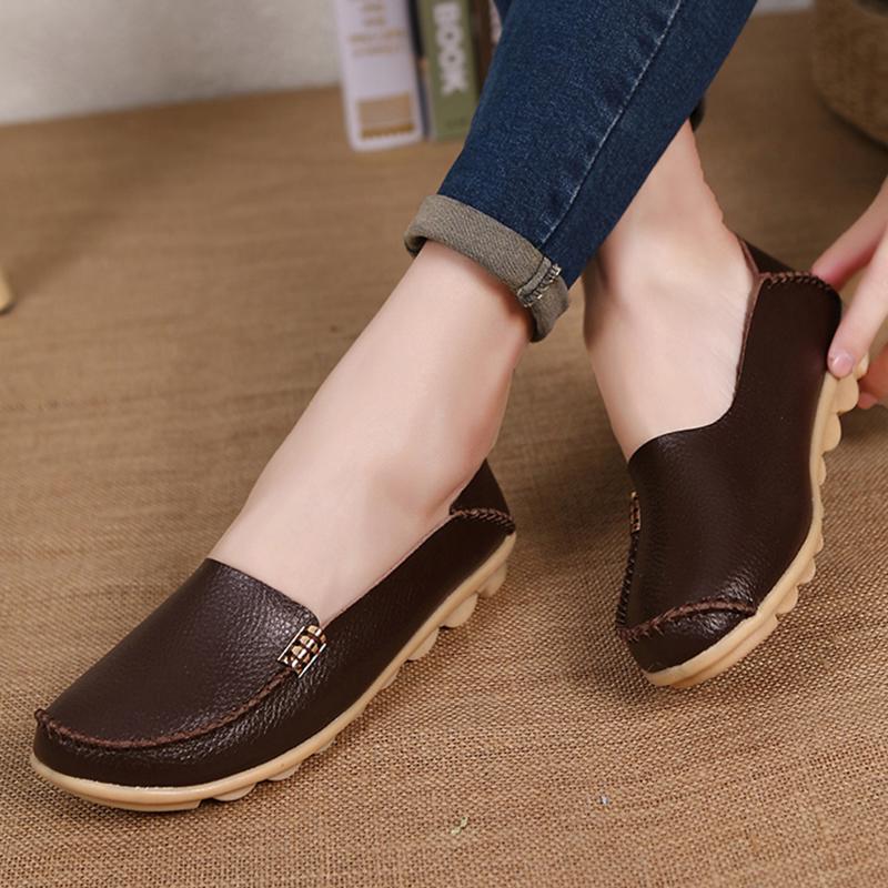 Модная женская обувь Большие размеры Плоские туфли Женские лоферы из натуральной кожи — фото 6