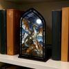 Gothic Book Nook Suncatcher Stained Glass Candle Holder Window Bookshelf Insert Diorama for Library Decor Bookish Gifts for Readers Book Lovers